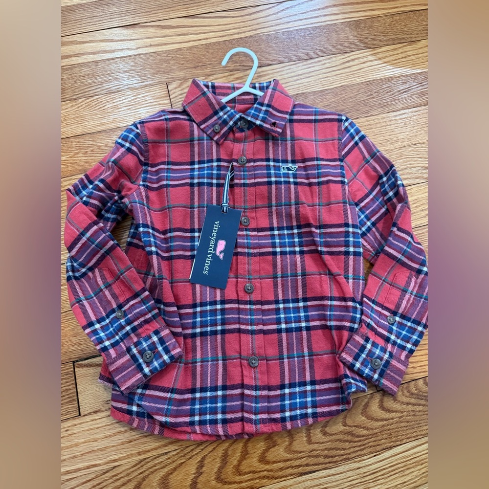 Vineyard Vines Toddler Flannel Button Down Shirt 4T Brand New With Tags